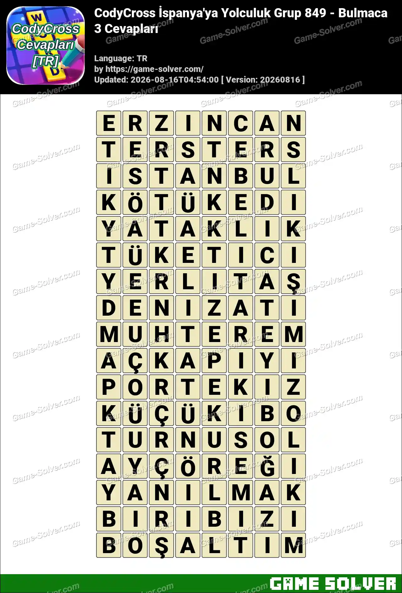 CodyCross İspanya’ya Yolculuk Grup 849 – Bulmaca 3 Cevapları